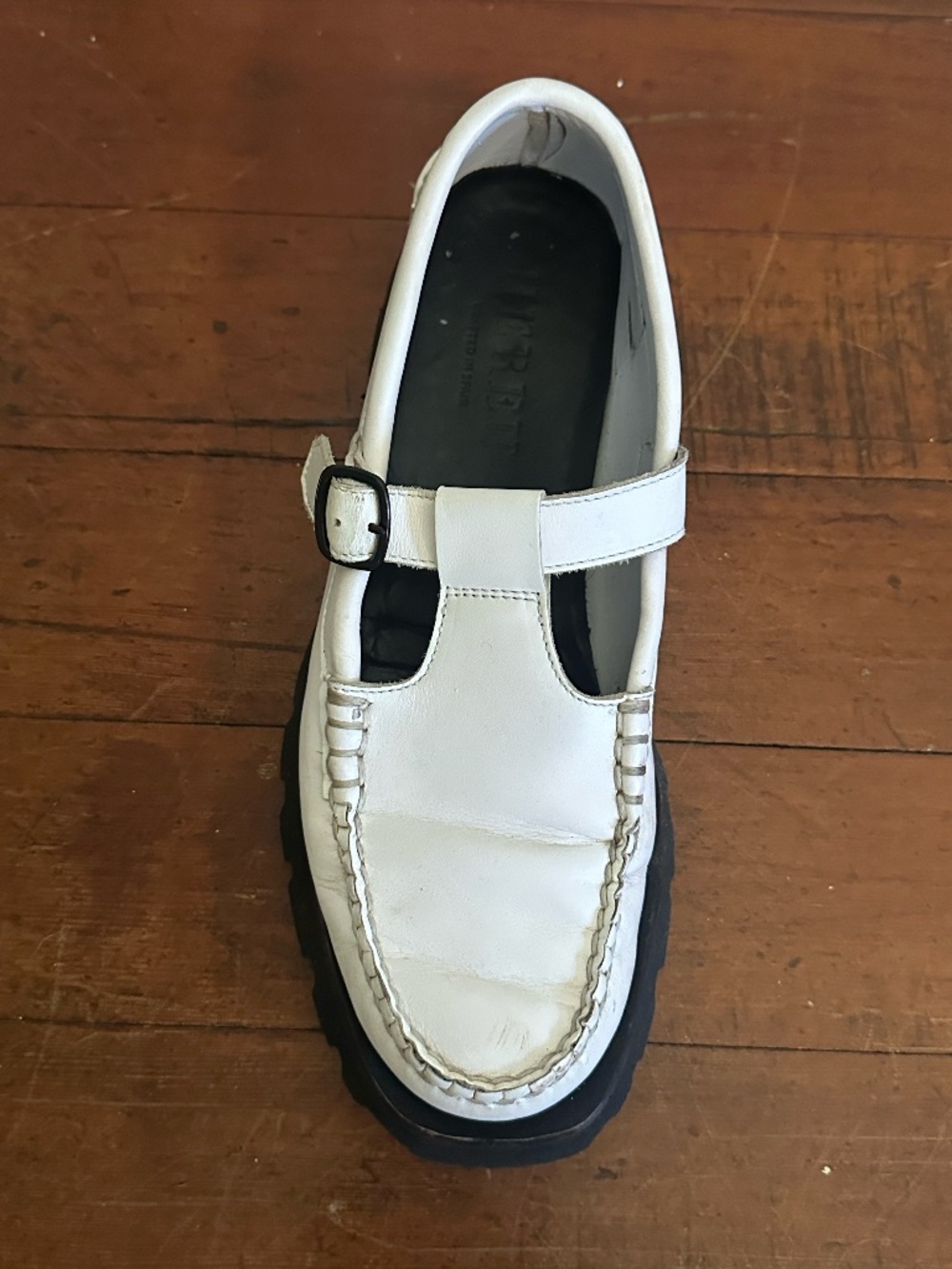 HEREU - WHITE - ALBER SPORT Tread Sole T-Bar Loafer - size 39